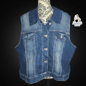 AMETHYST JEANS Blue Denim Vest - 3X